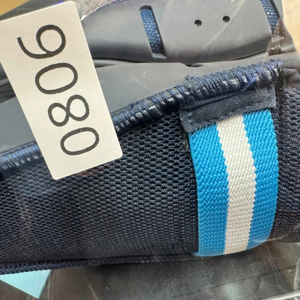 SWIMS Breeze Wave‎ Mule Mens Navy Blue Mesh Striped Slip On Backless Loafers